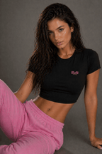 EVE Contour Crop Tee – Sculpt Fit Short Sleeve Active Top - EVEPEACH