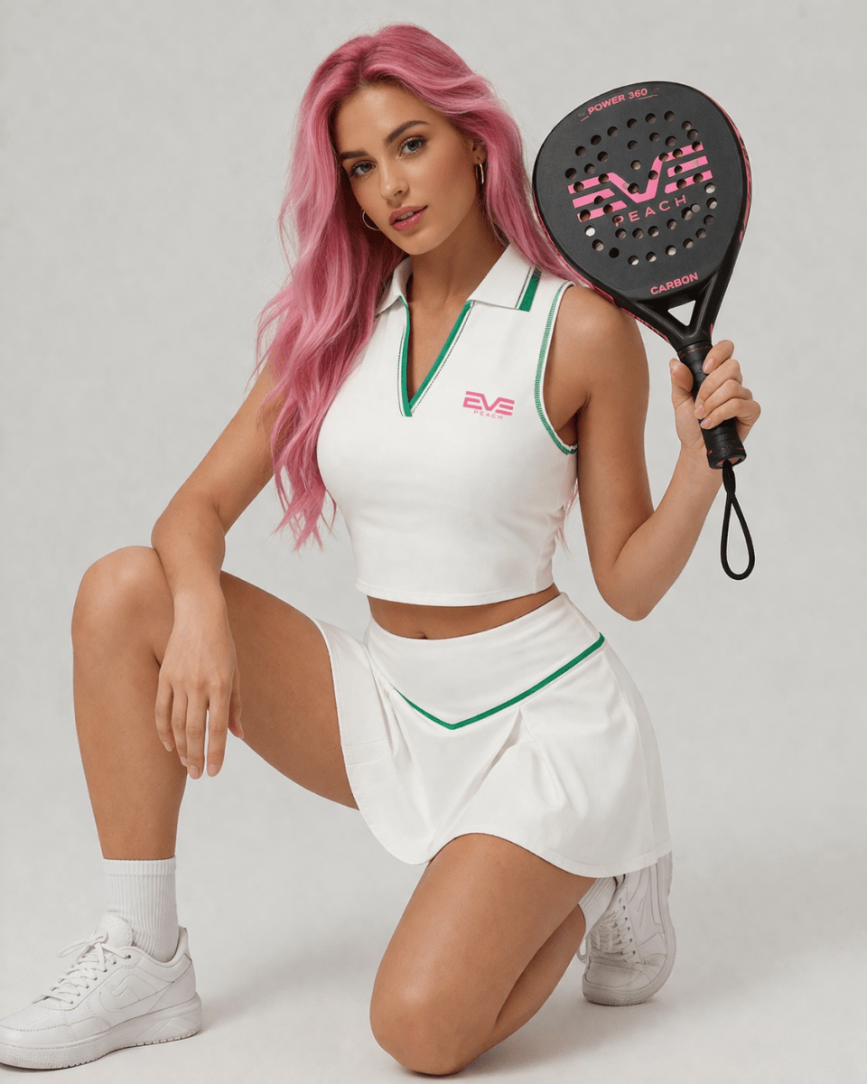 EVE Sculpt Tennis Set – Polo Crop Top & High - Waist Pleated Skirt - EVEPEACH